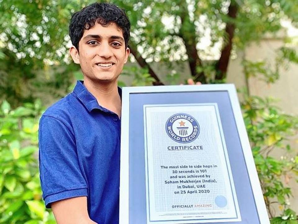 Indian boy Soham Mukherjee Guinness Book of World record Side-To-Side Hops
