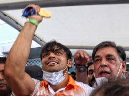 Hundreds of fans surrounded Neeraj Chopra amid tight security