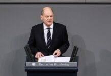 German Chancellor Olaf Scholz delivers his first government statement at the Reichstag building in Berlin. (Xinhua/Shan Yuqi/IANS)