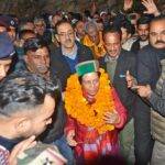 Shimla: Congress candidate from Shimla, Pratibha Singh celebrates her victory with party workers after winning in the Himachal assembly elections, in Shimla on Thursday, Dec. 08, 2022. (Photo: IANS)