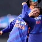 New Delhi : Indian bowler Kuldeep Yadav celebrates after a dismissal during the 3rd ODI cricket match between India and South Africa at Arun Jaitley Stadium in New Delhi on Tuesday, October 11, 2022. (Photo:IANS/Raj Kumar)