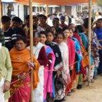 Agartala: Female voters stand in a queue to cast a vote during the Tripura Assembly elections in Agartala on Thursday, Feb. 16, 2023. (Photo: PIB/IANS)