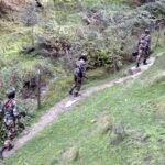 Baramulla: Soldiers in action during an encounter with militants in Uri sector’s Rampur area of north Kashmir’s Baramulla district on Nov. 10, 2016. Reportedly one militant was killed when an infiltration bid was foiled. (Photo: IANS)
