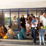 Patients waiting outside jayanagar public general hospital, with no response from the staff