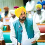 Chandigarh: Punjab Chief Minister Bhagwant Maan addresses the assembly during budget session, in Chandigarh, on Wednesday, March 22, 2023.(Photo:IANS/Twitter)